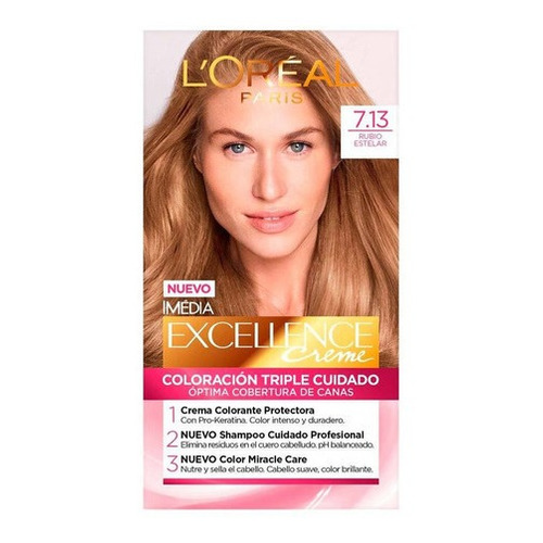 Kit Tinte L'Oréal Paris  Excellence Tintura L'Oréal Excellence Creme tono 7.13 rubio estelar para cabello