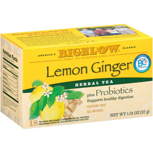 Té Bigelow Lemon Ginger Limón Jengibre 18 Bags + Probióticos