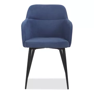 Set De 2 Sillas Para Comedor Moderno Cardona Color De La Estructura De La Silla Negro Color Del Asiento Azul Marino Diseño De La Tela Liberty