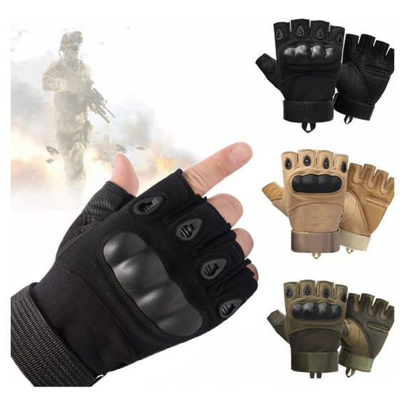 Guantes Tacticos Nudillos Almohadillas Militar Medio Dedo