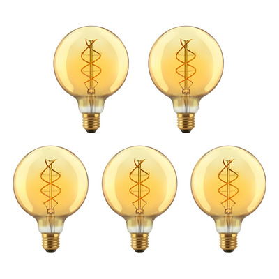 Pack Lampara Globo Golden G125 5w Calido Ww X5 Blanco Cálido