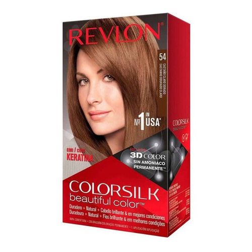 Kit Tintura Revlon  Colorsilk beautiful color™ tono 54 castaño claro dorado para cabello