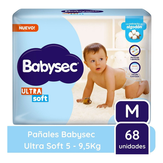 Pañales Bebe Babysec Ultrasoft Género Sin género Tamaño Mediano (M)