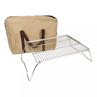 Parrilla Plegable De Acero Inoxidable 43x32cm + Bolso