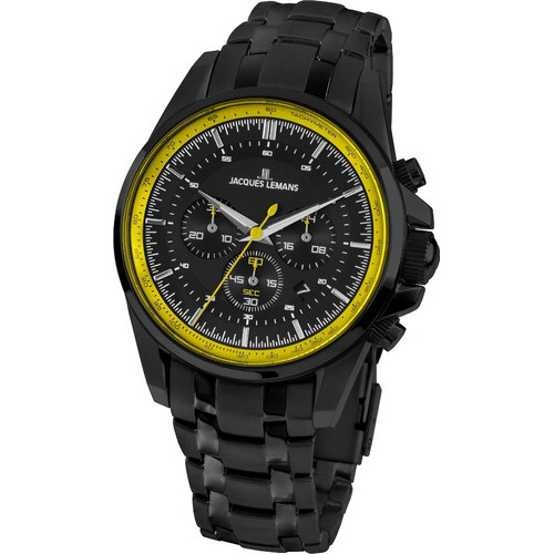 Reloj Jacques Lemans Hombre 1-1799w Negro Color del fondo Negro con amarillo