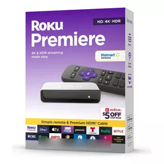 Convertidor Roku Premiere 4k Hdr Streaming + Control Remoto Color Negro