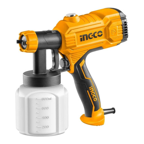 Pistola eléctrica para pintar succión Ingco SPG3508 de 800mL color naranja/negro 450W 110V-120V