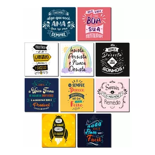 10 Quadrinhos Decorativos Frases Motivacionais Pensamentos