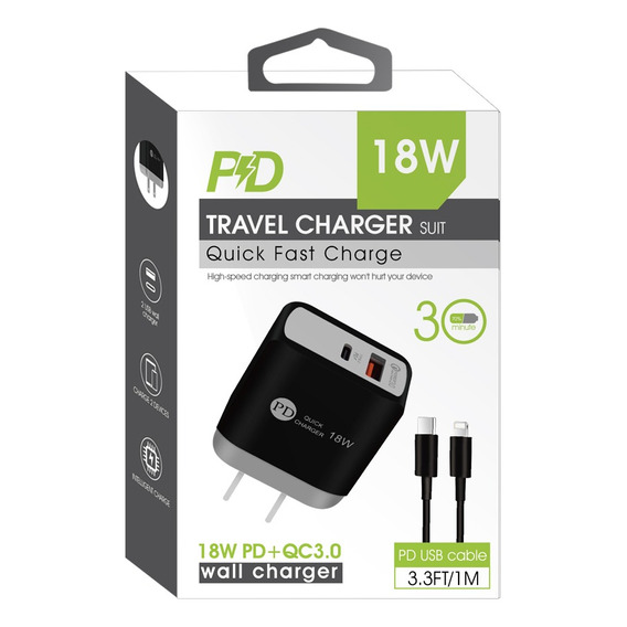 Cargador Para iPhone Doble Puerto Qc 3.0 18w Carga Rapida