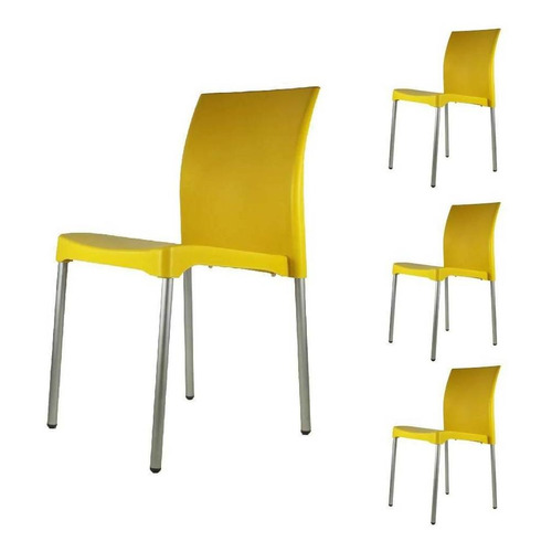 Set De 4 Sillas Modernas Para Restaurante Color de la estructura de la silla Amarillo