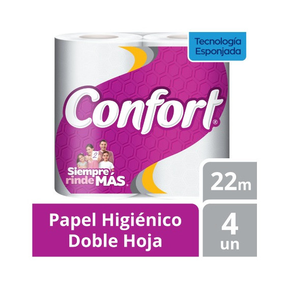 Papel Higiénico Confort Doble Hoja  4 Un 22 Mt