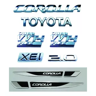 Emblema Corolla Toyota Dual Vvti Flex Xei 2.0 Aplique Coroll