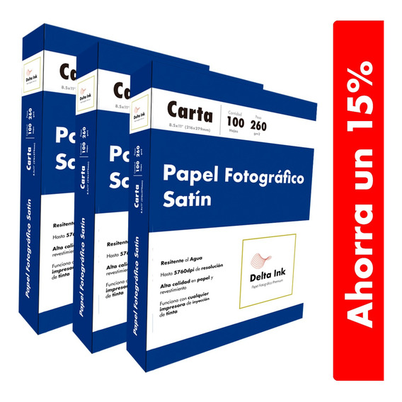 Papel Fotográfico Satin 300 Hojas Carta Delta Ink (3 Packs)