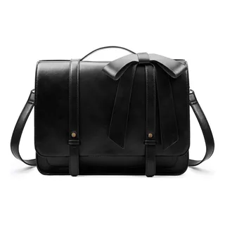 Ecosusi Maletín Bow Removible Laptop De 14.7 Cuero Vegano Color Negro Tamaño De La Pantalla 14.7