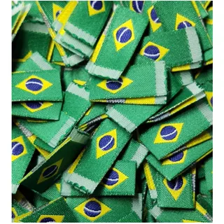 Etiqueta De Bandeira Do Brasil Tecido - Pacote Com 1200 Uni.