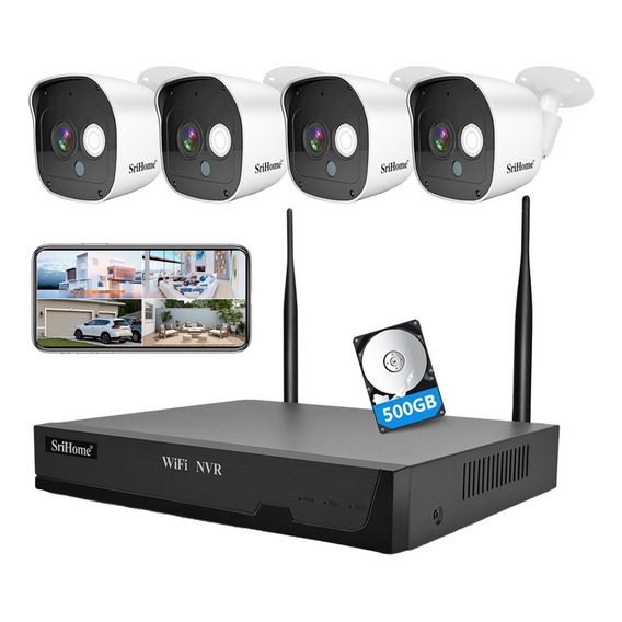 Srihome Kit Camaras De Seguridad  Vigilancia Cctv Nvr 1080p