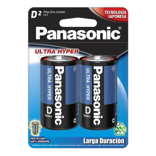 Pilas Tipo D De Carbón Zinc Panasonic Blíster Con 2 Pilas