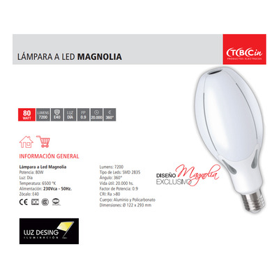 Lampara Led Alta Potencia Magnolia 80w E40 Faroles Tbcin