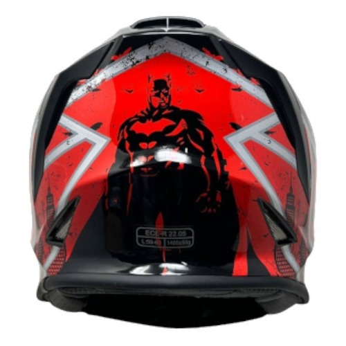 Casco Batman Moto Kov Kroon Dc Comics Certificado Dot Color Rojo Tamaño del casco L (59-60 cm)