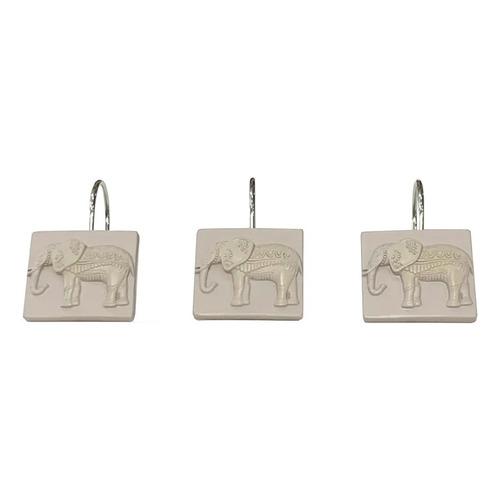 Ganchos Baño Elephant Resina X 12 Unidades Color Natural/Gris