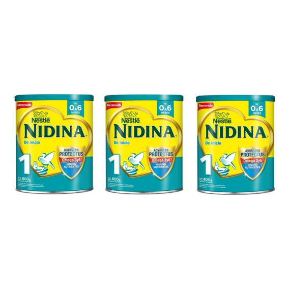 Leche De Fórmula En Polvo Nestlé Nidina 1 En Lata 800g X 3 U