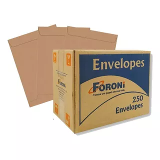 Envelope Kraft/pardo Folha A4 22,9x32,4cm Caixa 250 Unidades Cor Kraft