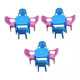 Conjunto Mesa Infantil E 4 Cadeiras Antares Coloridas 3 Kits