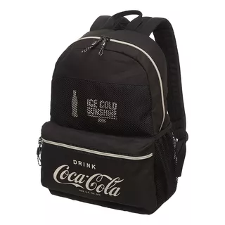 Mochila Notebook Juvenil Coca-cola Color Trend Preta