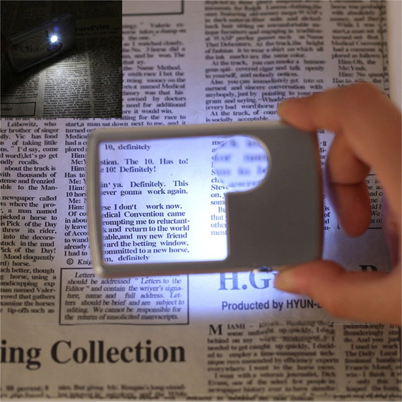 Lupa Magnificador Luz Led Tarjeta Bifocal 3x 6x + Estuche