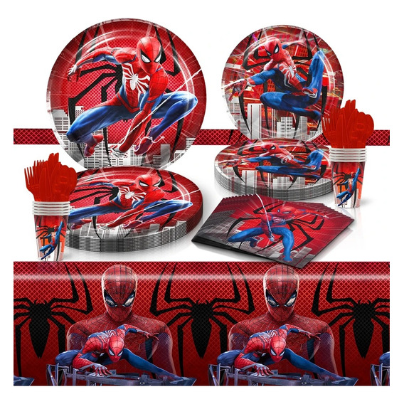 Cotillón Spiderman Cumpleaños Pack Decorativo + Globos 