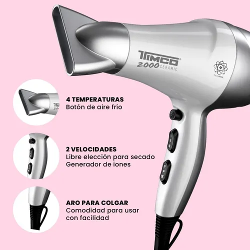 Secadora Ceramic C boquilla Difusor Timco Sin 2000 Color Blanco