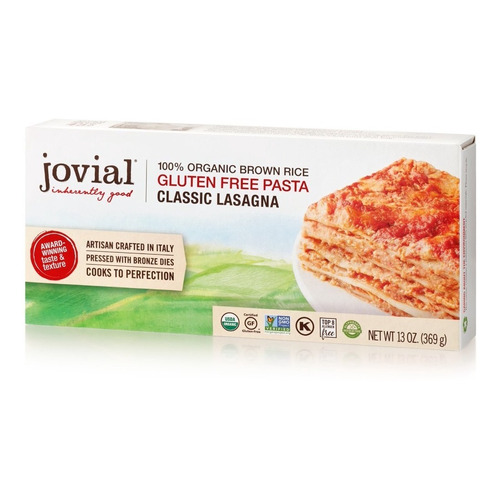 Jovial Lasagna Clásica De Arroz Integral Orgánico Gf 369 G