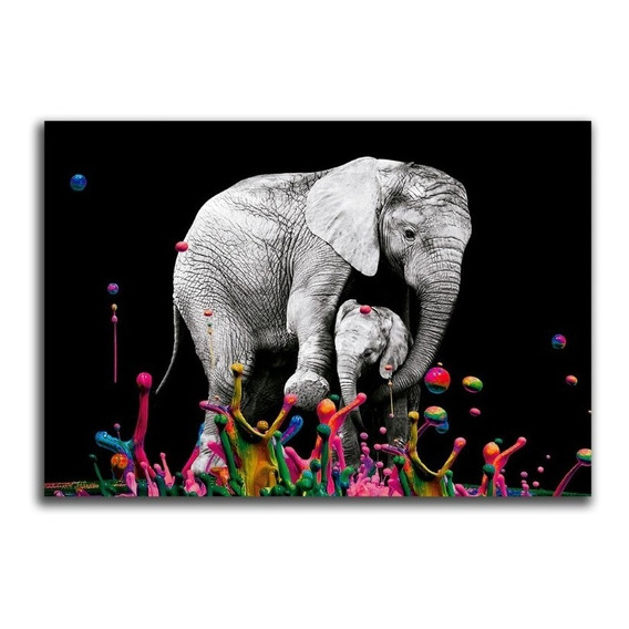 Cuadro Elefante Colores Xl