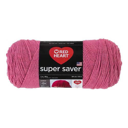 Estambre Acrílico Liso Super Saver Red Heart Coats Color 0774 Light Raspberry