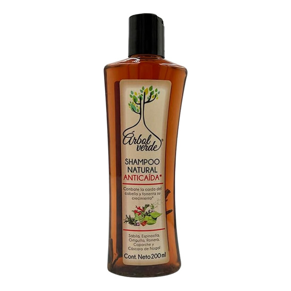 Shampoo Natural Anticaída Árbol Verde Mini 200ml De Romero