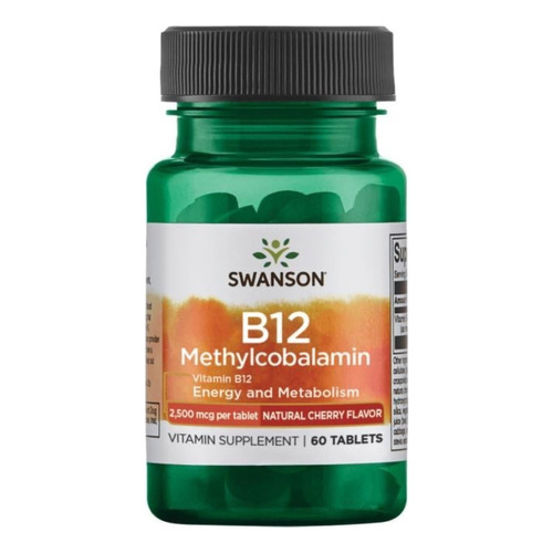 Vitamina B12 2500 Mcg 60 Tab Max Absorción. 100% Americano Sabor Cereza