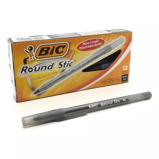 Lapicera Bic Round Stic Azul (caja X 12) Color De La Tinta Negro Color Del Exterior Negro