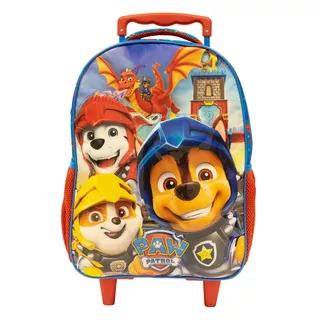 Mochila De Rodinhas G Infantil Paw Patrol Patrulha Canina Az Cor Azul Desenho Do Tecido Patrula Canina