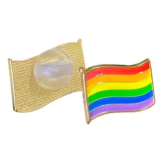 Pin Boton Broche Dourado Lgbt Arco Iris 01 Und