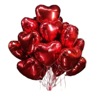 Kit 10 Balão Coração Vermelho 45cm Metalizado P/ Namorados 