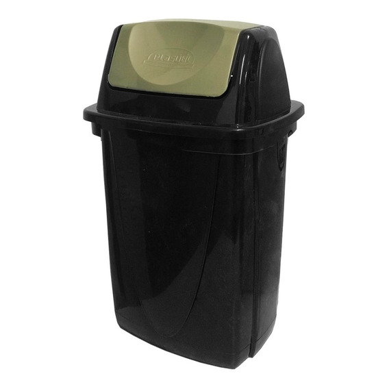 Cesto Tacho De Basura Plastico Ecoblack Con Tapa 14 Lts