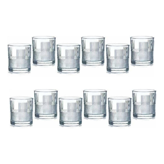 Vaso X12 Unidades 330 Ml Labrado Set X6 Vaso Whisky Chilcano Color Vidrio