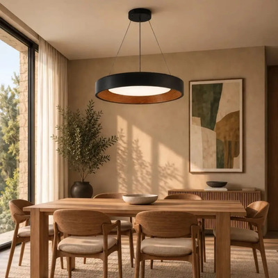 Colgante Led Moderno Sena 810450ne 45w Ø50 C/control Ng/mad Negro