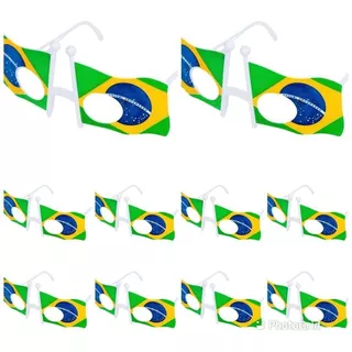 10 Óculos Brasil Bandeira Torcedor Verde Amarelo Copa Hexa