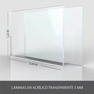 Lámina Acrílica Transparente Completa 5 Mm 1.22 M X 2.44 M