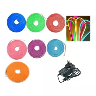 Kit Manguera Luz Neon 5 Mts + Fuente + Ficha 12v Exterior