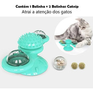 Brinquedo P/  Gato Giratorio C/ Ventosa Luz Petisco Coçador 