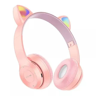 Auricular Headphones Bt Cat Rosa Soy Gamer Luz Rgb