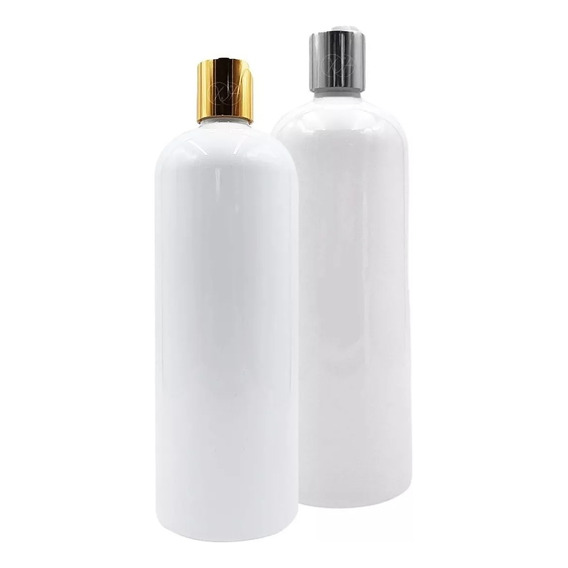 Envases Blancos 1 Litro Plastico Tapa Disco Oro Plata X 50 