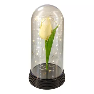 Luminária Tulipa Encantada Presente Para Namorada Cor Da Estrutura Preto Cor Da Cúpula Branco